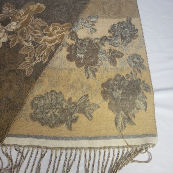 Preston & York Flower Pattern Soft Brown Scarf - Picture 5 of 5